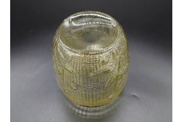 戦前　大正〜昭和初期　花のデザインが魅力のあめや瓶(菓子瓶、砂糖壷、キャンディーポット、ガラス瓶、ガラスビン、蓋(フタ)付き、ペロペロ、飴屋)(R-076769)
