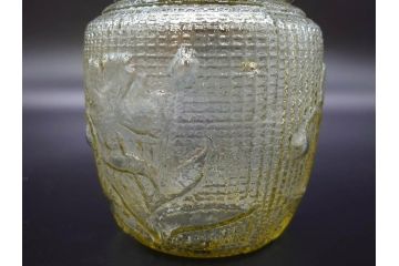 戦前　大正〜昭和初期　お部屋をレトロに演出するあめや瓶(菓子瓶、砂糖壷、キャンディーポット、ガラス瓶、ガラスビン、蓋(フタ)付き、ペロペロ、飴屋)(R-076770)