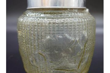 戦前　大正〜昭和初期　お部屋をレトロに演出するあめや瓶(菓子瓶、砂糖壷、キャンディーポット、ガラス瓶、ガラスビン、蓋(フタ)付き、ペロペロ、飴屋)(R-076770)