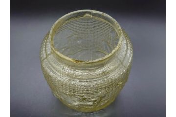 戦前　大正〜昭和初期　お部屋をレトロに演出するあめや瓶(菓子瓶、砂糖壷、キャンディーポット、ガラス瓶、ガラスビン、蓋(フタ)付き、ペロペロ、飴屋)(R-076770)
