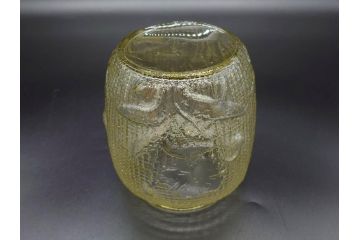 戦前　大正〜昭和初期　エレガントな雰囲気のあめや瓶(菓子瓶、砂糖壷、キャンディーポット、ガラス瓶、ガラスビン、蓋(フタ)付き、ペロペロ、飴屋)(R-076771)