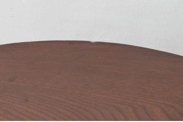 和製アンティーク　栓材　趣のある佇まいが魅力的な丸型ちゃぶ台(折りたたみテーブル、座卓、ローテーブル)(R-076775)
