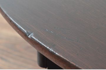 和製アンティーク　栓材　趣のある佇まいが魅力的な丸型ちゃぶ台(折りたたみテーブル、座卓、ローテーブル)(R-076775)
