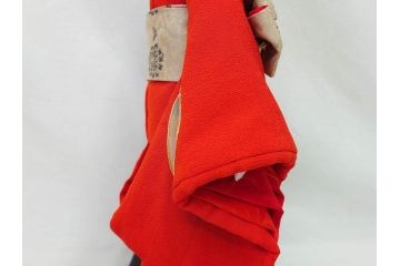 工房朋　春幸作　ガラスケース付き　ほっこりとした可愛らしさのある市松人形(古布、着物、子供、子ども、女の子、着せ替え人形)(R-076781)