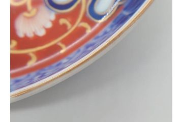 江戸期　古伊万里　色絵　染付　約13cm　4.3寸　華やかな図柄が目を惹く小皿3枚セット(和皿、和食器、四寸三分)(R-076788)