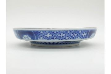 江戸期　古伊万里　色絵　染付　約13cm　4.3寸　華やかな図柄が目を惹く小皿3枚セット(和皿、和食器、四寸三分)(R-076788)