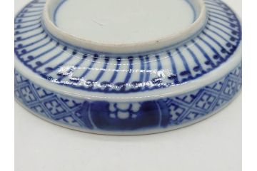 江戸期　古伊万里　色絵　染付　約13cm　4.3寸　華やかな図柄が目を惹く小皿3枚セット(和皿、和食器、四寸三分)(R-076788)