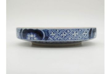 江戸期　古伊万里　色絵　染付　約13cm　4.3寸　華やかな図柄が目を惹く小皿3枚セット(和皿、和食器、四寸三分)(R-076788)