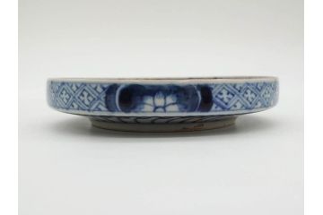 江戸期　古伊万里　色絵　染付　約13cm　4.3寸　華やかな図柄が目を惹く小皿3枚セット(和皿、和食器、四寸三分)(R-076788)