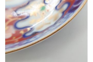 江戸期　古伊万里　色絵　染付　約12cm　4寸　華やかな図柄が目を惹く小皿4枚セット(和皿、和食器、四寸)(R-076789)