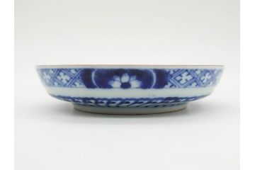 江戸期　古伊万里　色絵　染付　約12cm　4寸　華やかな図柄が目を惹く小皿4枚セット(和皿、和食器、四寸)(R-076789)