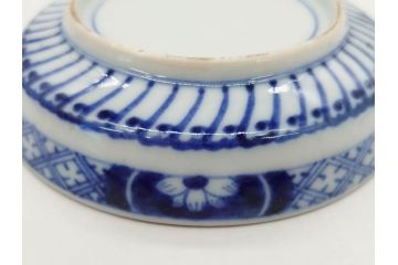江戸期　古伊万里　色絵　染付　約12cm　4寸　華やかな図柄が目を惹く小皿4枚セット(和皿、和食器、四寸)(R-076789)