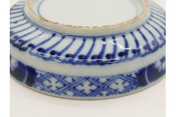 江戸期　古伊万里　色絵　染付　約12cm　4寸　華やかな図柄が目を惹く小皿4枚セット(和皿、和食器、四寸)(R-076789)