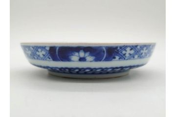 江戸期　古伊万里　色絵　染付　約12cm　4寸　華やかな図柄が目を惹く小皿4枚セット(和皿、和食器、四寸)(R-076789)