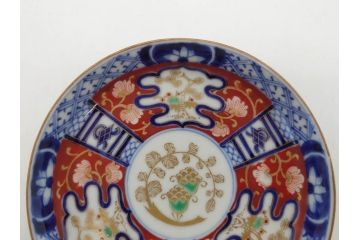 江戸期　古伊万里　色絵　染付　約12cm　4寸　華やかな図柄が目を惹く小皿4枚セット(和皿、和食器、四寸)(R-076789)