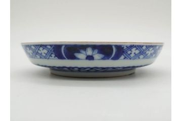 江戸期　古伊万里　色絵　染付　約12cm　4寸　華やかな図柄が目を惹く小皿4枚セット(和皿、和食器、四寸)(R-076789)