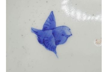 江戸期　染付　約38cm　1尺2寸　繊細な線描きが美しい深鉢(大鉢、和皿、和食器、一尺二寸)(R-076790)