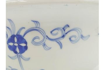 江戸期　染付　約38cm　1尺2寸　繊細な線描きが美しい深鉢(大鉢、和皿、和食器、一尺二寸)(R-076790)