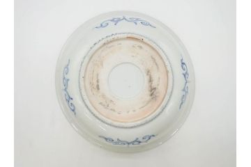 江戸期　染付　約38cm　1尺2寸　繊細な線描きが美しい深鉢(大鉢、和皿、和食器、一尺二寸)(R-076790)