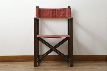 和製アンティーク　山葉(ヤマハ・日本楽器)　和モダンテイストにぴったり!上質なフォールディングチェア(文化椅子、折りたたみ式チェア、折り畳み、アームチェア、イス)(R-076798)