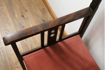 和製アンティーク　山葉(ヤマハ・日本楽器)　和モダンテイストにぴったり!上質なフォールディングチェア(文化椅子、折りたたみ式チェア、折り畳み、アームチェア、イス)(R-076798)