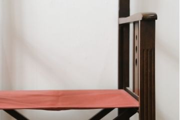 和製アンティーク　山葉(ヤマハ・日本楽器)　和モダンテイストにぴったり!上質なフォールディングチェア(文化椅子、折りたたみ式チェア、折り畳み、アームチェア、イス)(R-076798)