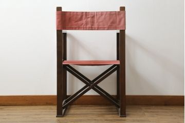 和製アンティーク　山葉(ヤマハ・日本楽器)　和モダンテイストにぴったり!上質なフォールディングチェア(文化椅子、折りたたみ式チェア、折り畳み、アームチェア、イス)(R-076798)