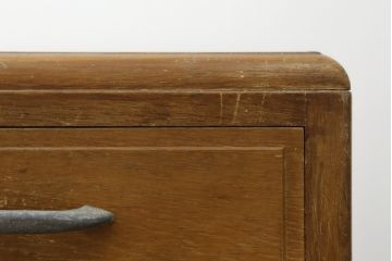 和製アンティーク　ナラ材　レトロな佇まいが味わい深い組み立て式の両袖机(ニーホールデスク、ワークデスク、在宅用、在宅ワーク用)(R-076801)