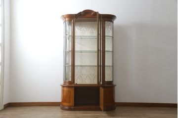 中古　イタリア高級輸入家具　MASETTI(マセッティ)　美しい象嵌入りのキャビネット(収納棚、戸棚、食器棚、カップボード、飾り棚、キュリオケース、店舗什器)(R-076802)