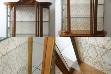 中古　イタリア高級輸入家具　MASETTI(マセッティ)　美しい象嵌入りのキャビネット(収納棚、戸棚、食器棚、カップボード、飾り棚、キュリオケース、店舗什器)(R-076802)