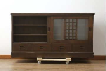 中古　民芸家具　和光　ナラ材　落ち着いた佇まいが魅力的なサイドボード(サイドキャビネット、食器棚、収納棚、戸棚)(R-076804)