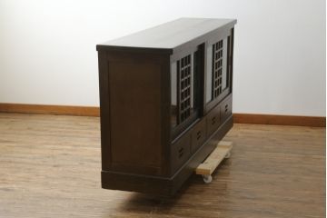 中古　民芸家具　和光　ナラ材　落ち着いた佇まいが魅力的なサイドボード(サイドキャビネット、食器棚、収納棚、戸棚)(R-076804)