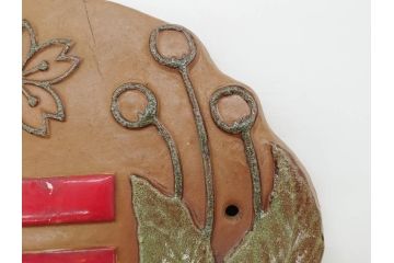 戦前　陶器　レトロな雰囲気がどこか懐かしさを感じる郵便局看板(鏝絵、こてえ、レリーフ、ディスプレイ、郵便マーク)(R-076805)