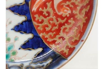江戸期　古伊万里　富貴長春　染付　鳳凰花図　約12cm　3.8寸　華やかな演出にぴったりの小皿4枚セット(なます皿、和皿、和食器、三寸八分)(R-076806)