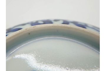 江戸期　古伊万里　富貴長春　染付　鳳凰花図　約12cm　3.8寸　華やかな演出にぴったりの小皿4枚セット(なます皿、和皿、和食器、三寸八分)(R-076806)