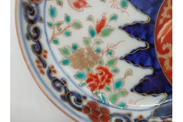 江戸期　古伊万里　富貴長春　染付　鳳凰花図　約12cm　3.8寸　華やかな演出にぴったりの小皿4枚セット(なます皿、和皿、和食器、三寸八分)(R-076807)