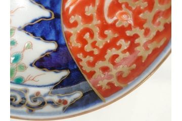 江戸期　古伊万里　富貴長春　染付　鳳凰花図　約12cm　3.8寸　華やかな演出にぴったりの小皿4枚セット(なます皿、和皿、和食器、三寸八分)(R-076807)