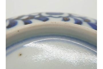 江戸期　古伊万里　富貴長春　染付　鳳凰花図　約12cm　3.8寸　華やかな演出にぴったりの小皿4枚セット(なます皿、和皿、和食器、三寸八分)(R-076807)
