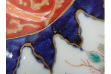 江戸期　古伊万里　富貴長春　染付　鳳凰花図　約12cm　3.8寸　華やかな演出にぴったりの小皿4枚セット(なます皿、和皿、和食器、三寸八分)(R-076807)