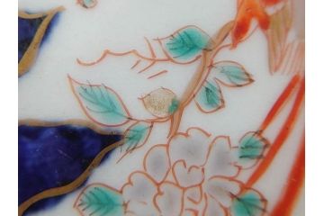 江戸期　古伊万里　富貴長春　染付　鳳凰花図　約12cm　3.8寸　華やかな演出にぴったりの小皿4枚セット(なます皿、和皿、和食器、三寸八分)(R-076807)