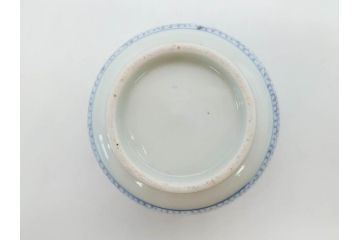 江戸後期　微塵唐草文染付　金縁と緻密な線描きが素敵なそば猪口5客セット(みじんからくさ、蕎麦猪口、湯呑み、湯のみ、和食器)(R-076809)