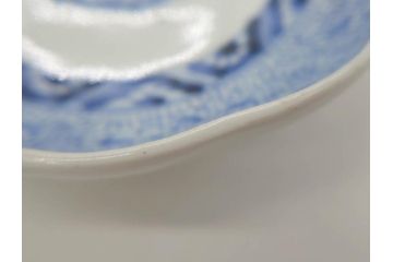 江戸後期　古伊万里　成化年製　微塵唐草文染付　約15cm　5寸　繊細な線描きが見事ななます皿5枚セット(みじんからくさ、中皿、和皿、和食器、五寸)(R-076810)