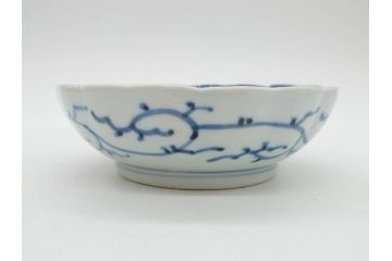 江戸後期　古伊万里　成化年製　微塵唐草文染付　約15cm　5寸　繊細な線描きが見事ななます皿5枚セット(みじんからくさ、中皿、和皿、和食器、五寸)(R-076810)