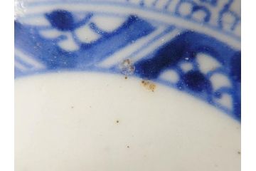 江戸後期　古伊万里　成化年製　微塵唐草文染付　約15cm　5寸　繊細な線描きが見事ななます皿5枚セット(みじんからくさ、中皿、和皿、和食器、五寸)(R-076810)