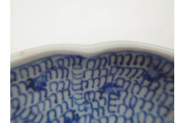 江戸後期　古伊万里　大明成化年製　微塵唐草文染付　約18cm　6寸　繊細な線描きが見事な中皿3枚セット(みじんからくさ、和皿、和食器、六寸)(R-076811)