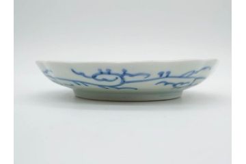 江戸後期　古伊万里　大明成化年製　微塵唐草文染付　約18cm　6寸　繊細な線描きが見事な中皿3枚セット(みじんからくさ、和皿、和食器、六寸)(R-076811)