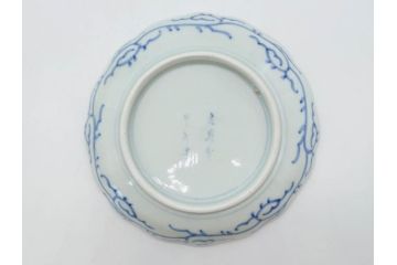 江戸後期　古伊万里　大明成化年製　微塵唐草文染付　約18cm　6寸　繊細な線描きが見事な中皿3枚セット(みじんからくさ、和皿、和食器、六寸)(R-076811)