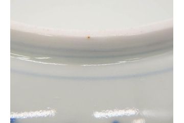 江戸後期　古伊万里　大明成化年製　微塵唐草文染付　約18cm　6寸　繊細な線描きが見事な中皿3枚セット(みじんからくさ、和皿、和食器、六寸)(R-076811)