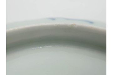 江戸後期　古伊万里　大明成化年製　微塵唐草文染付　約18cm　6寸　繊細な線描きが見事な中皿3枚セット(みじんからくさ、和皿、和食器、六寸)(R-076811)