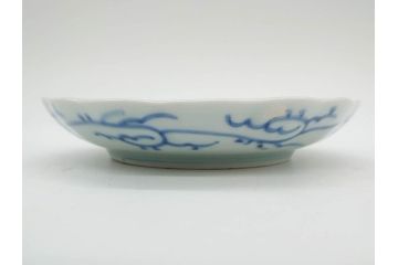 江戸後期　古伊万里　大明成化年製　微塵唐草文染付　約18cm　6寸　繊細な線描きが見事な中皿3枚セット(みじんからくさ、和皿、和食器、六寸)(R-076811)